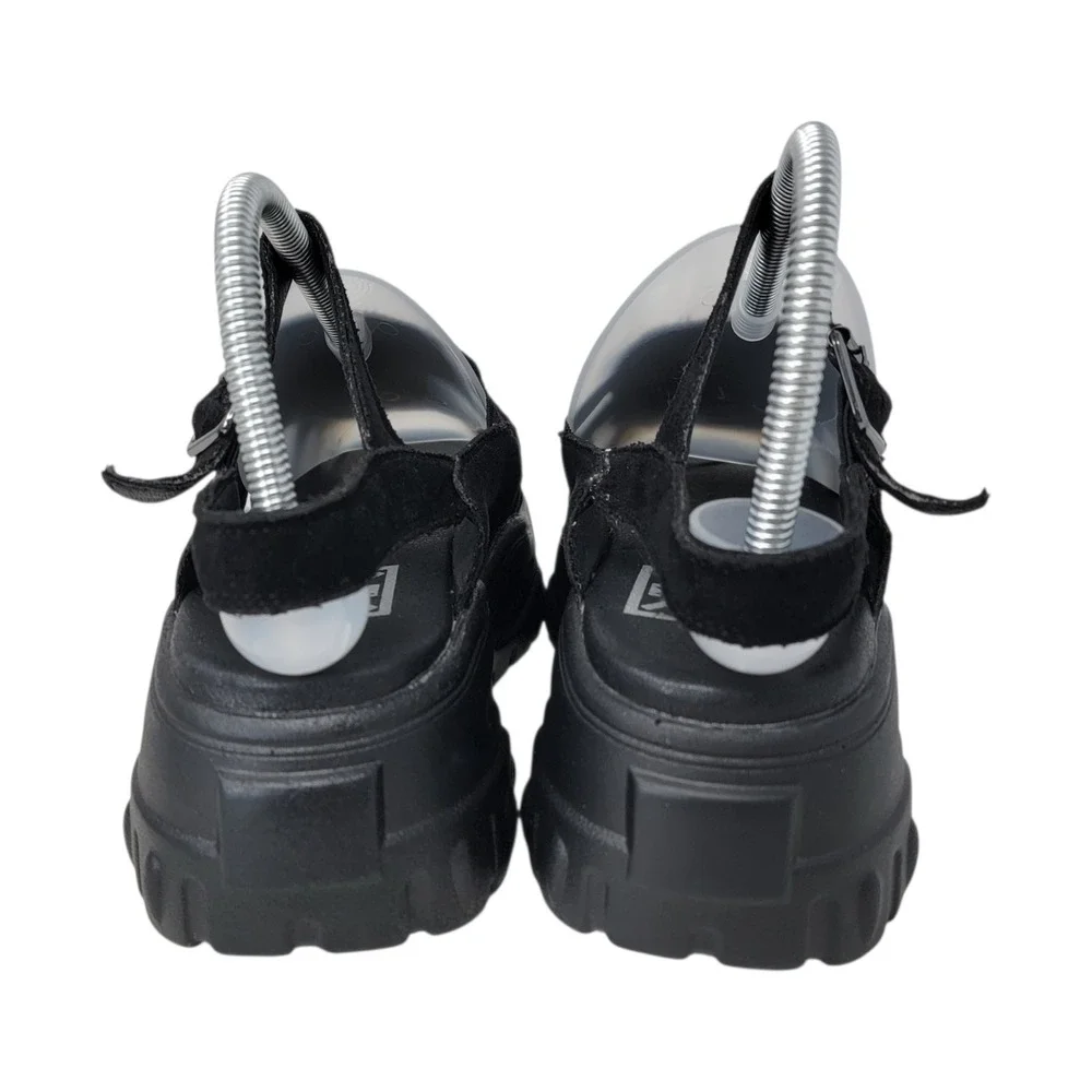 T.U.K. Creeper Sandals Womens 8 Black Leopard Wave Chunky Grunge Platform Goth